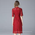 Fashion Latest Red Lace Charming Women′s Dress